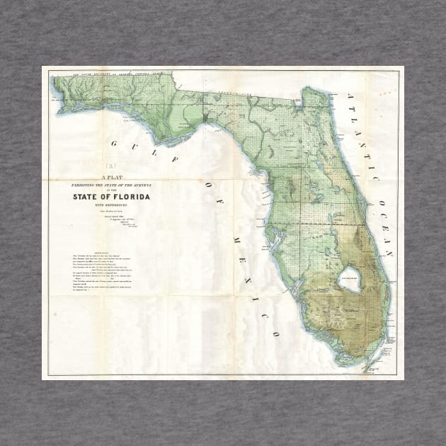 Vintage Map of Florida (1853) by Bravuramedia